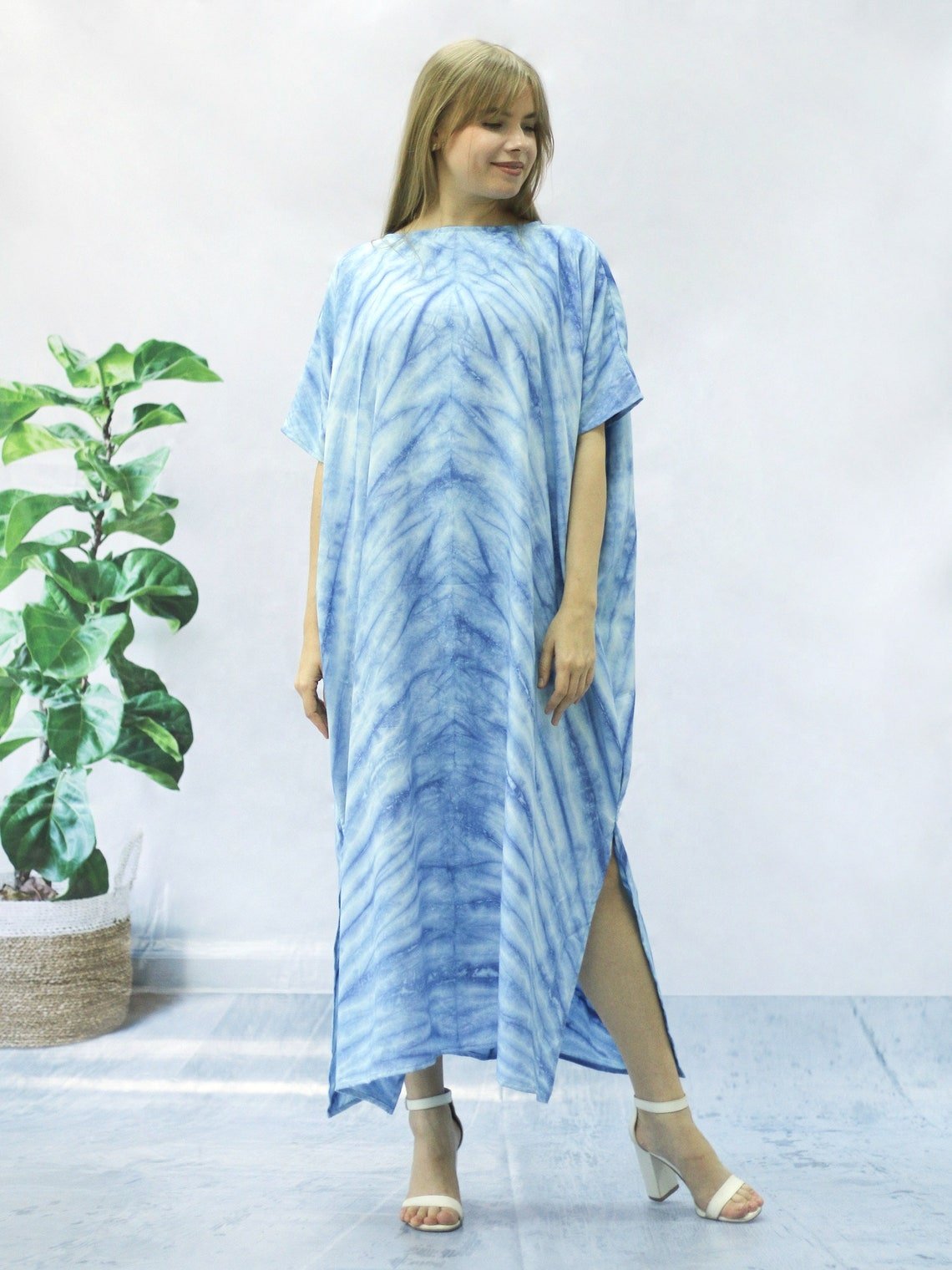 New Arrival Casual Maxi Women Wholesale Long Sleeve Gradient Color Tie Dye Casual Dress