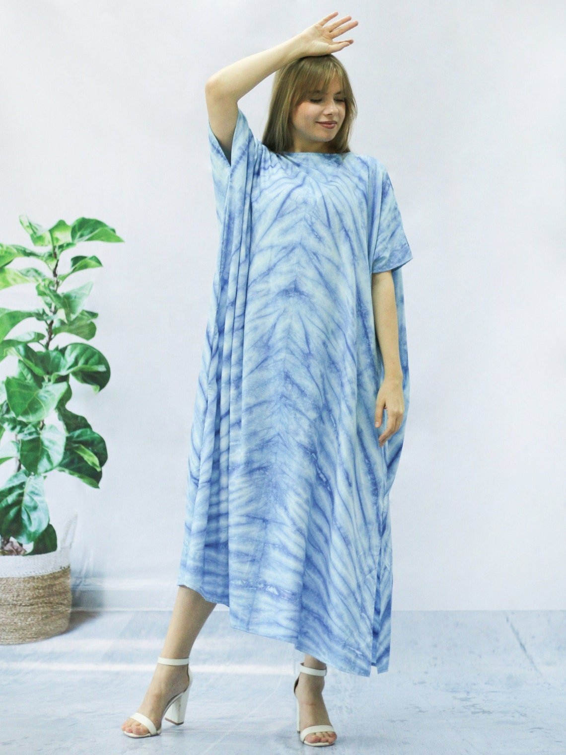 New Arrival Casual Maxi Women Wholesale Long Sleeve Gradient Color Tie Dye Casual Dress