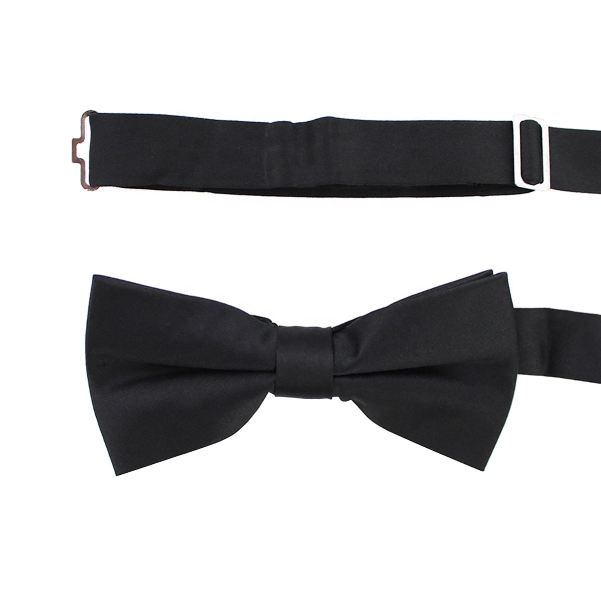 Never-out Handmade Adjustable Classic Solid Color Black Satin Pretied Durable Polyester Gentleman Good Evening Tuxedo Bow Tie