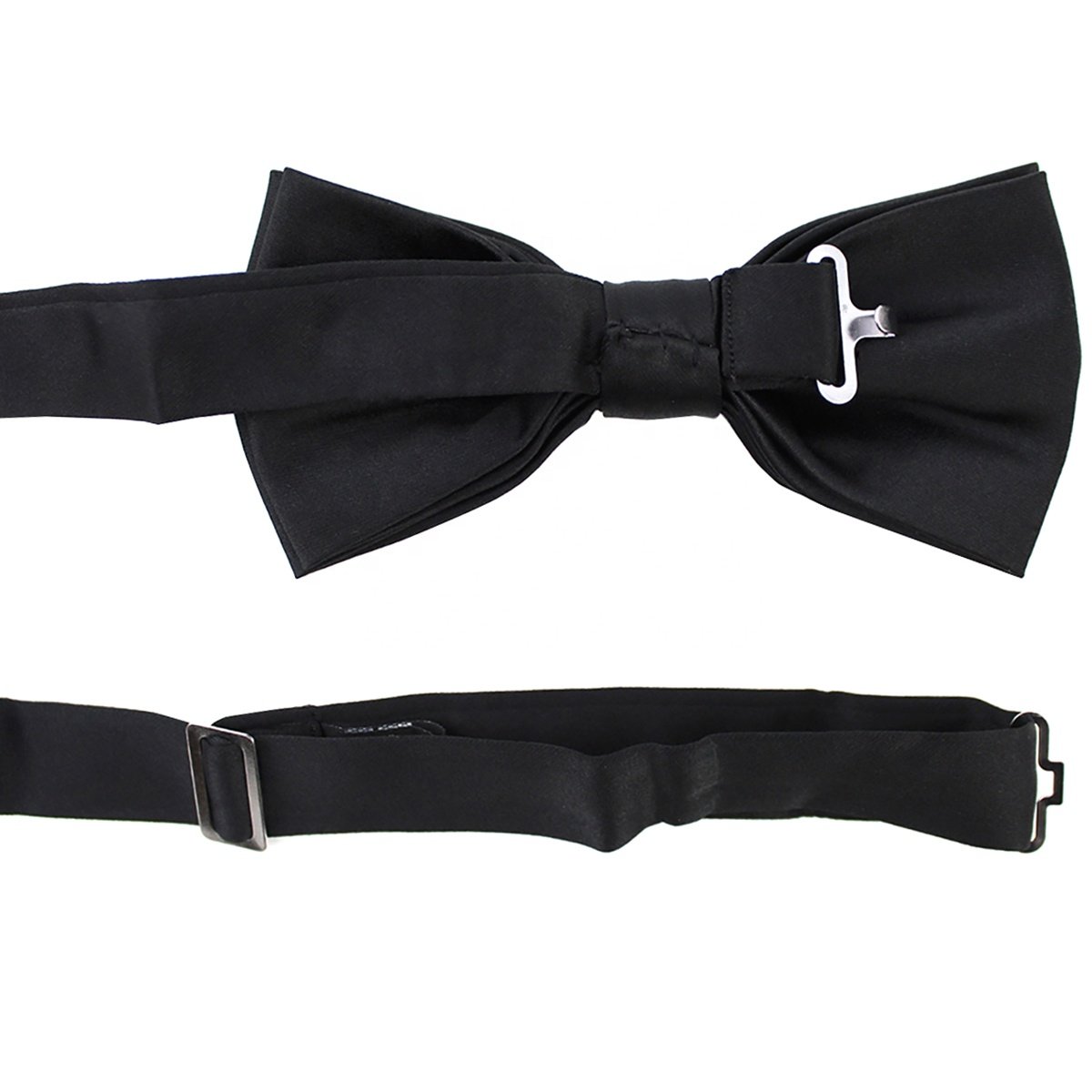 Never-out Handmade Adjustable Classic Solid Color Black Satin Pretied Durable Polyester Gentleman Good Evening Tuxedo Bow Tie