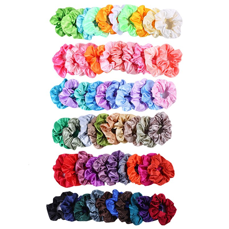 60 colors Satin Hair Scrunchies for Women Softer Than Silk Scrunchies Satin Hair Ties for Girl Ties Ponytail Holders