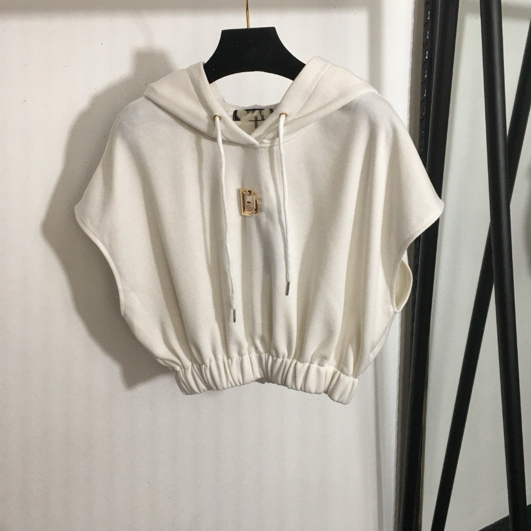 New women's sports suit hardware decorative vest hooded bat short sleeve T-shirt sweater+leg-tied casual trousers