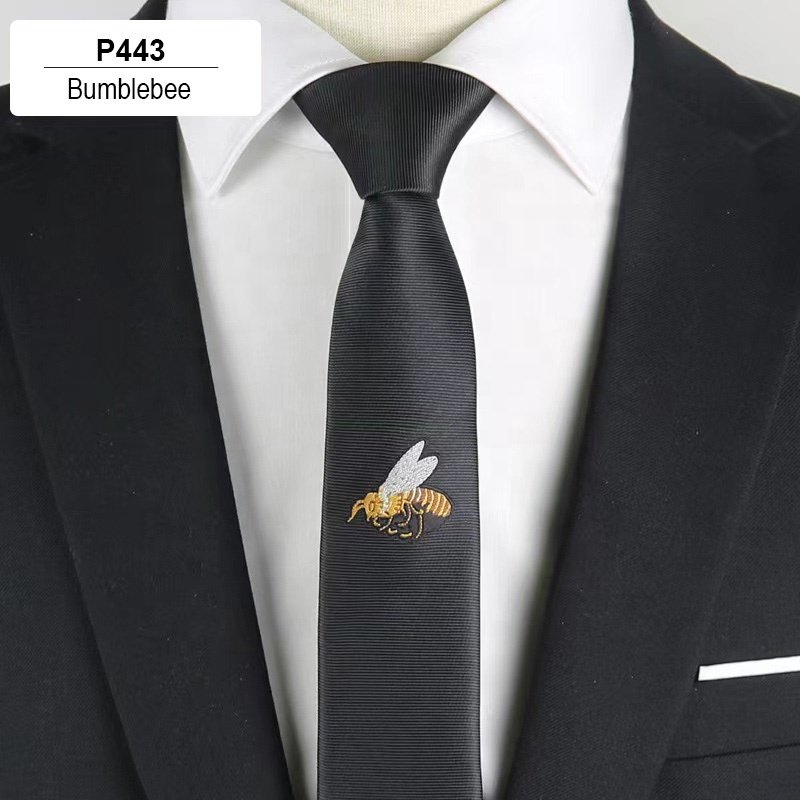 23 designs stock korean casual men's mens embroidered flower animal neck tie slim 5cm skinny ties for men