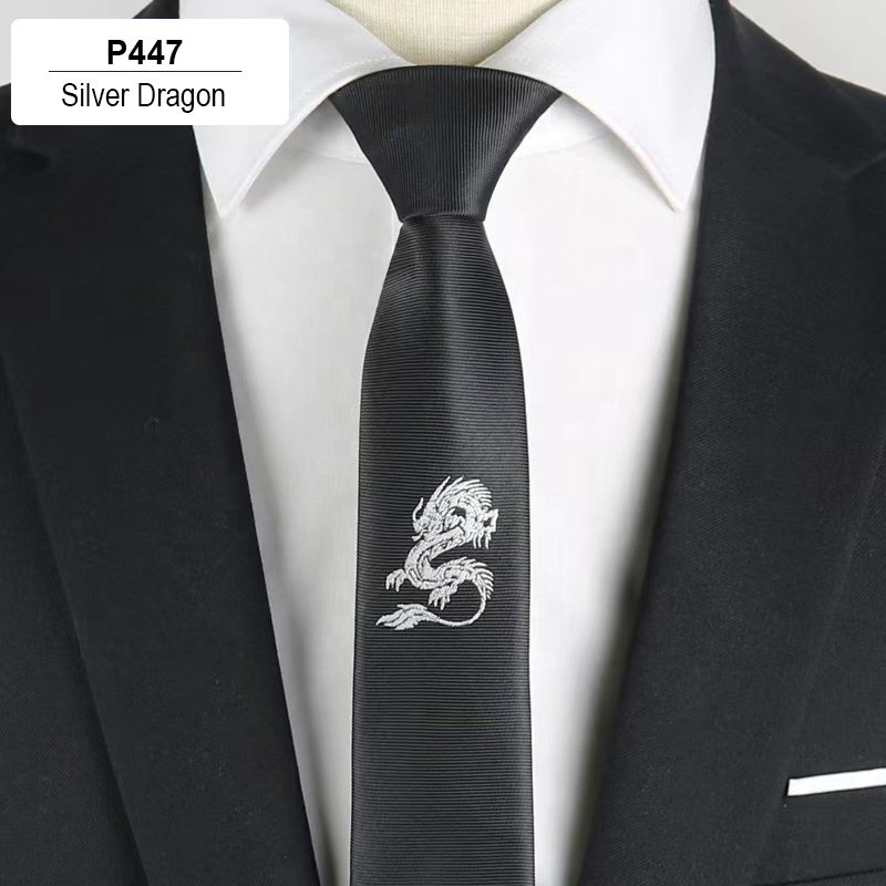 23 designs stock korean casual men's mens embroidered flower animal neck tie slim 5cm skinny ties for men