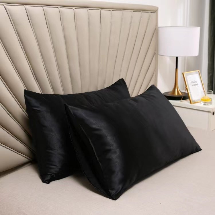 Manufacturer Custom Design LOGO Satin Polyester Pillowcase Pillow Case Cover for Hair and Skin