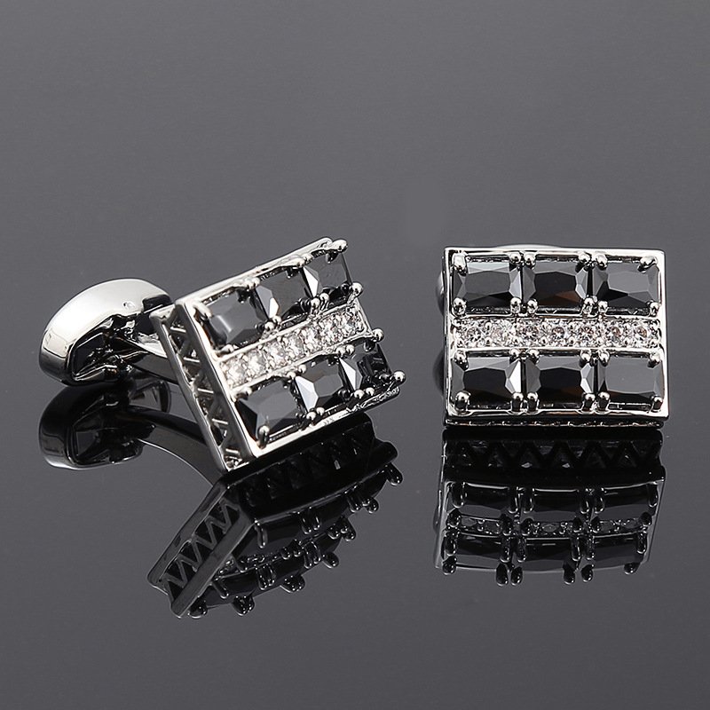 New French Cufflinks Luxury Red Zircon Rhinestone Buttons Men's Business Dress Shirts Cuff Links Men Women's Wedding Accessories