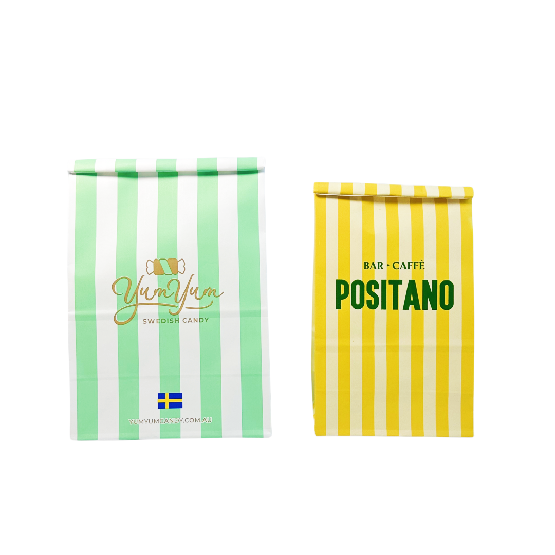 Recyclable Custom Printed Logo Greaseproof snack , cake , bread Tin tie Paper Bag Food Packaging