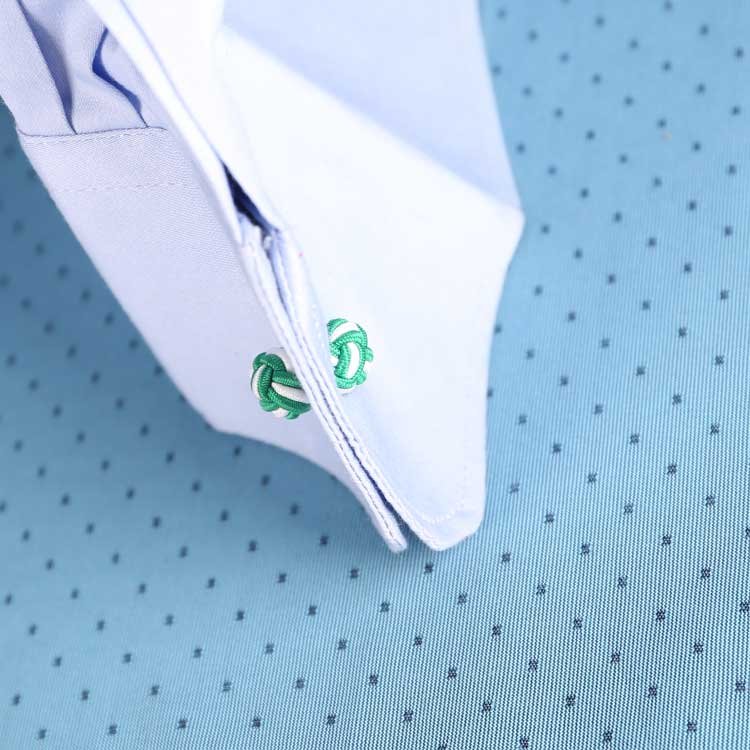Factory Price Double Balls Silk Knot Cufflinks Twin Color Green & White for Men