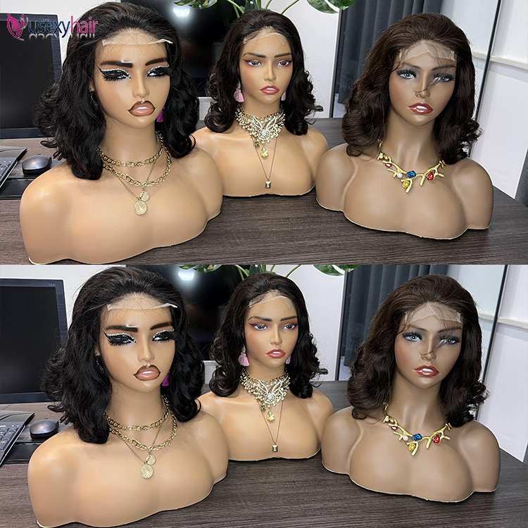 Bouncy Curly Double Drawn Vietnamese Short Bob Wig Glueless Hd Lace Closure Wig Raw Indian 100% Virgin Human Hair Wig Lace Front