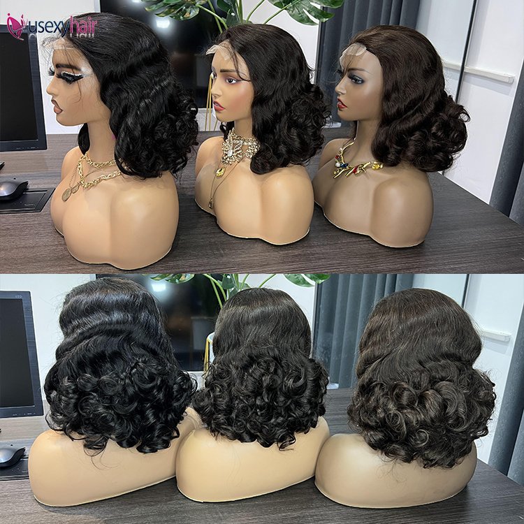 Bouncy Curly Double Drawn Vietnamese Short Bob Wig Glueless Hd Lace Closure Wig Raw Indian 100% Virgin Human Hair Wig Lace Front