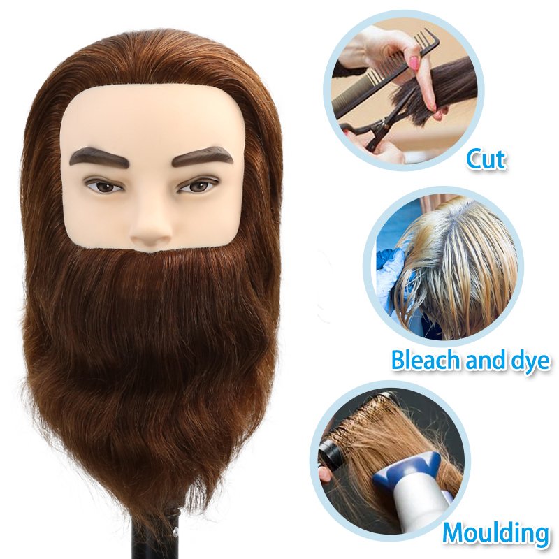 Wholesale Hairdresser Mannequin Head 100% Human Hair Training Head With Beard