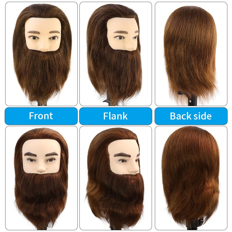Wholesale Hairdresser Mannequin Head 100% Human Hair Training Head With Beard