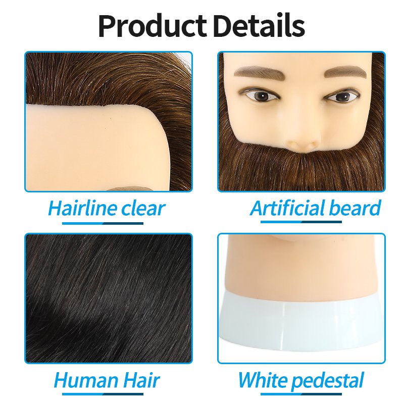 Wholesale Hairdresser Mannequin Head 100% Human Hair Training Head With Beard