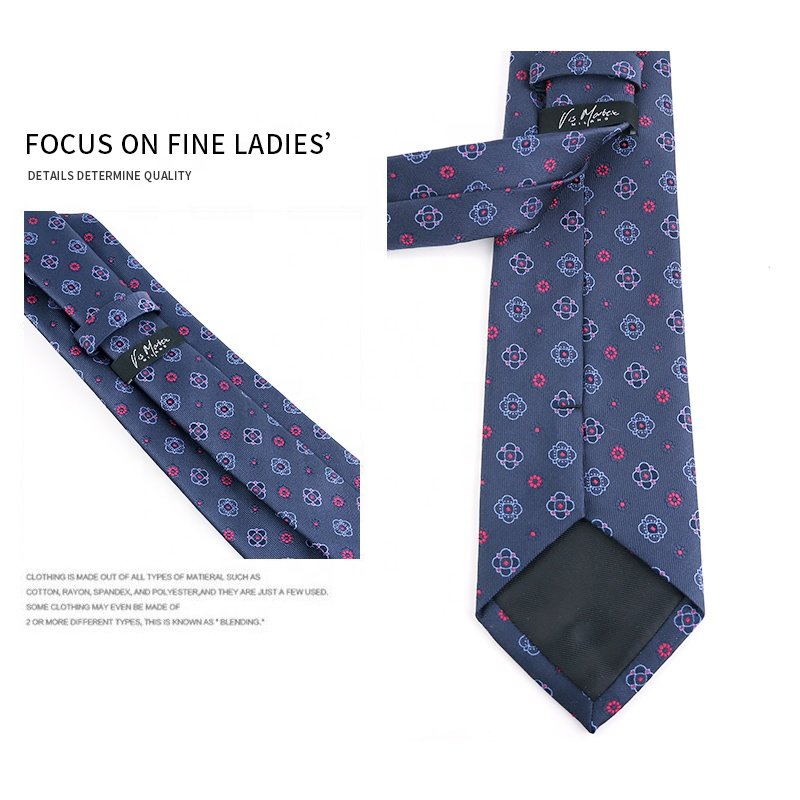 Classic 7.5cm Ties For Men Paisley 100% Polyester Navy Blue, Red Jacquard Woven Men's Luxury Floral Ties For Weddings