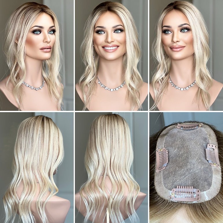 Kingdom Premium European Hair Crown Cover Monofilament Topper Clip In Hairpiece Hand Tied Mini 3x5 Mono Base Topper For Women