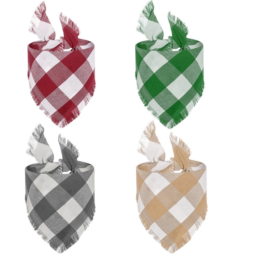 Designer New Plaid Holiday Christmas Medium Large Dogs Puppy Bandana Kerchief Halloween Thanksgiving Dog Plaid Bandanas Scarf