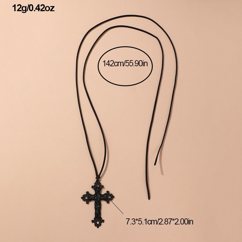 Gothic Personality Big Cross Pendant Lacing Necklace for Women Bow Tie Necklaces Jewelry Party Accessories