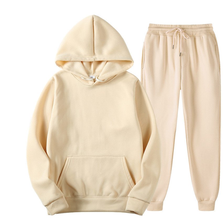 Manufacturers wholesale blank light version hoodie set 220 grams of fabric men and women with loose plus fleece hoodie