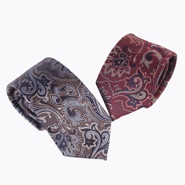 Wholesale Low MOQ OEM Service Pure Silk Necktie Custom Logo Paisley Pattern 100% Handmade Business Men's Neck Tie