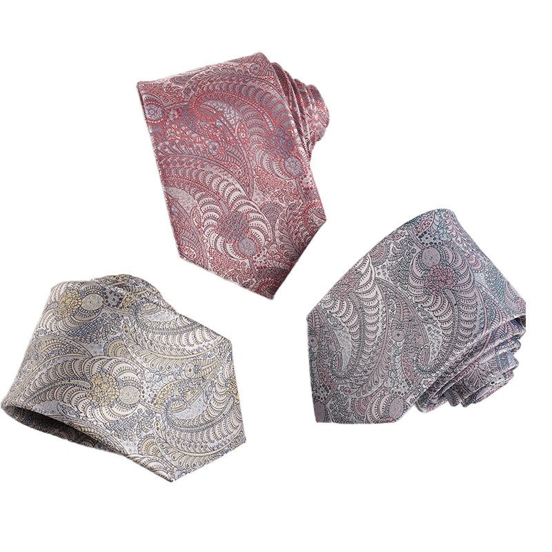Wholesale Low MOQ OEM Service Pure Silk Necktie Custom Logo Paisley Pattern 100% Handmade Business Men's Neck Tie