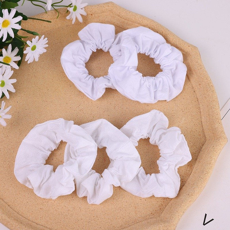 White Scrunchies for DIY Tie Dye Pure Cotton Elastic Hairbands Ponytail Holders Hair Ties Hair Scrunchy Accessories