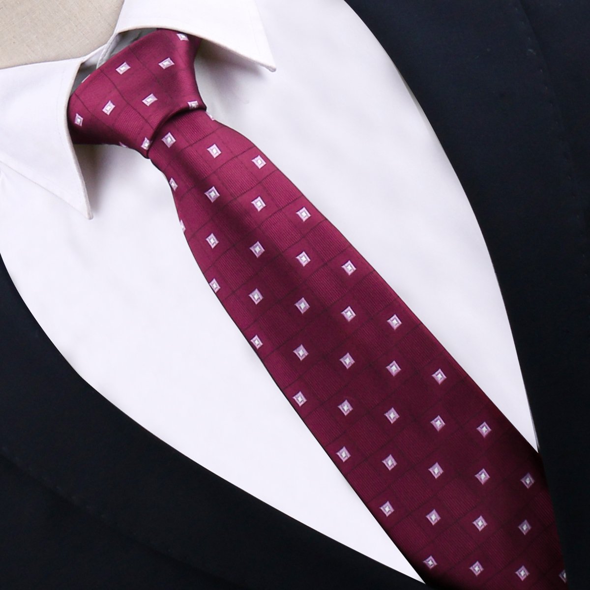 High Quality Business Silk Tie 8cm Width Japanese Style Bugundy Neckties For Men