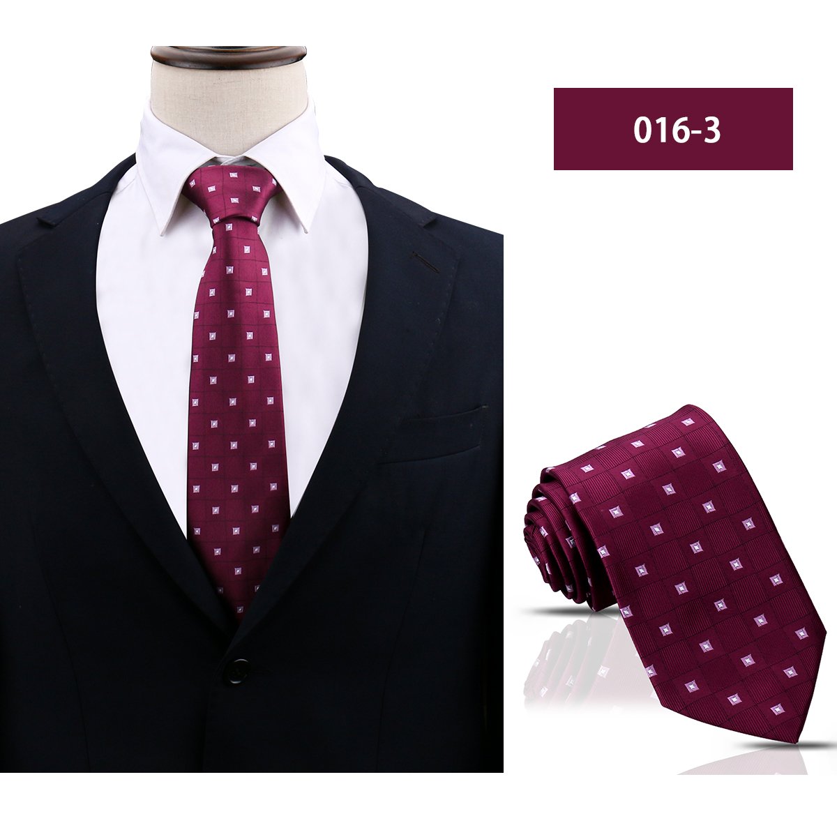 High Quality Business Silk Tie 8cm Width Japanese Style Bugundy Neckties For Men