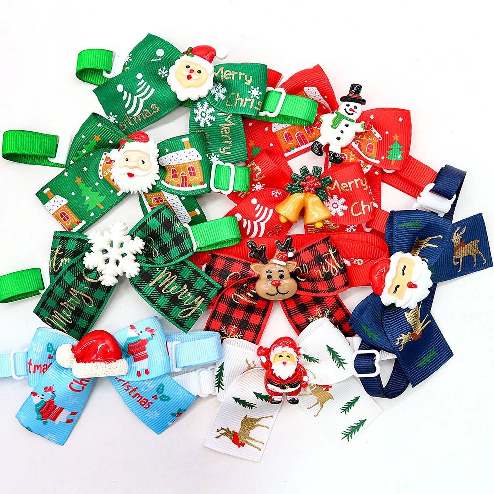 Factory Price Christmas Santa Claus Dog Cat Bow Tie Accessories Pet Dog Bowtie Christmas Tree Decoration