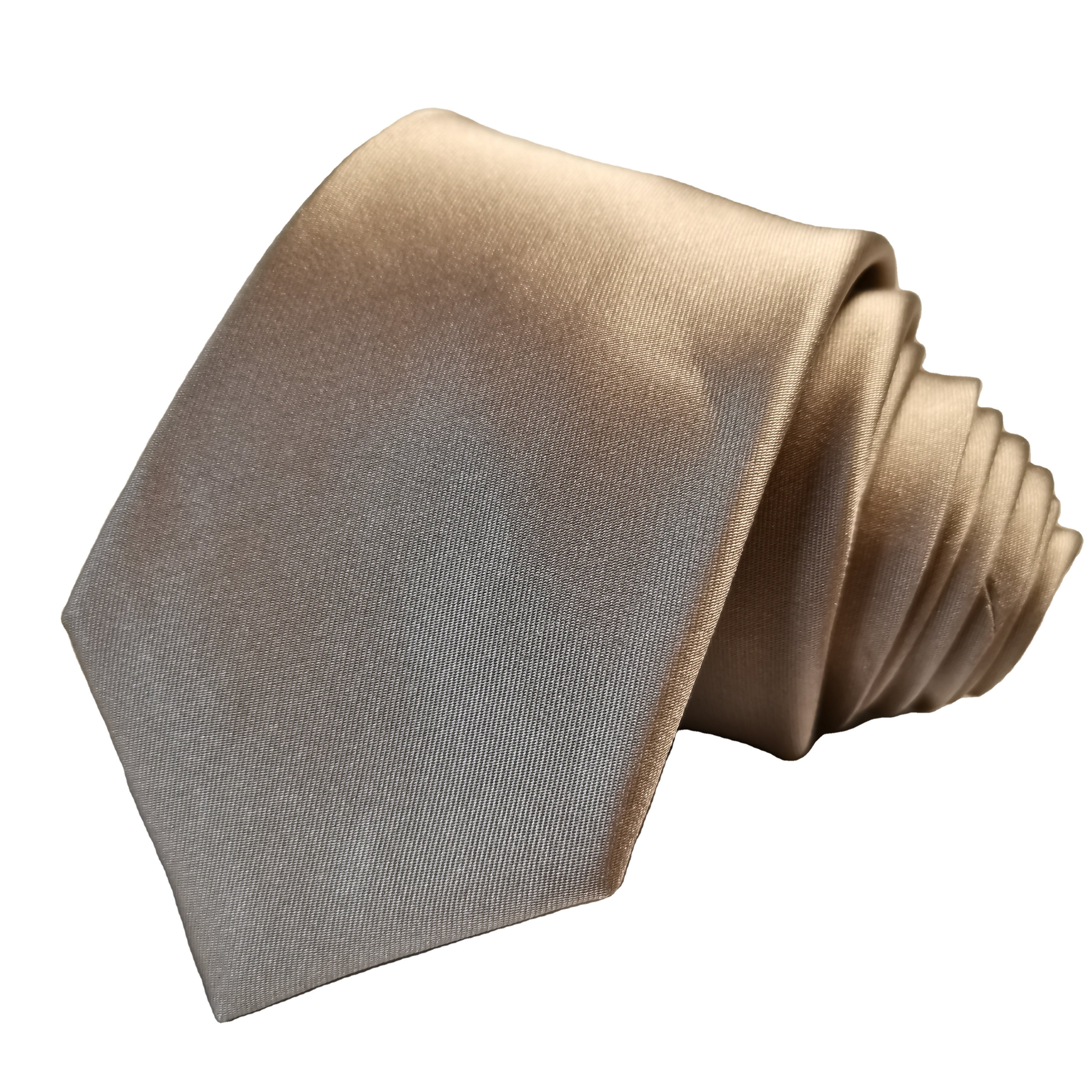 Wholesale 100% Pure Silk Weave Woven Jacquard Tan Solid Wedding Necktie Customization For Men Classic Ties