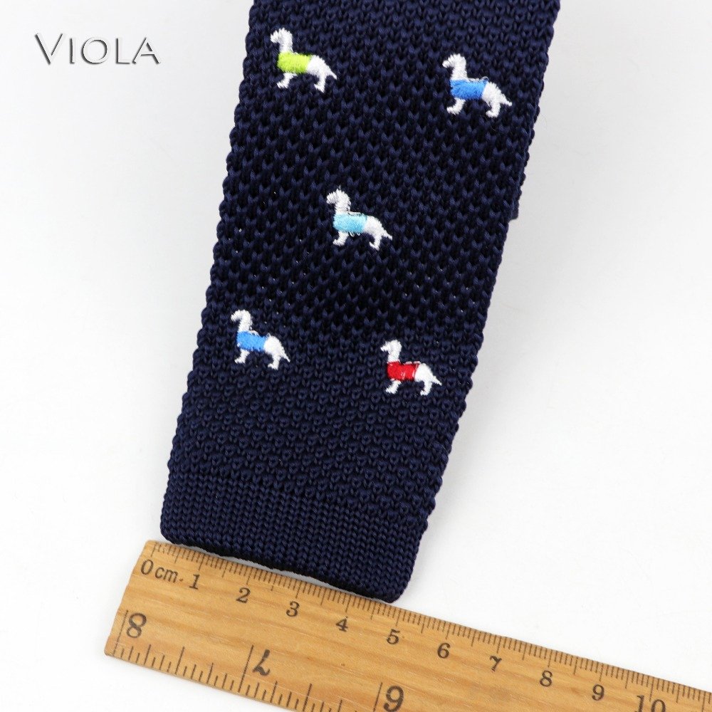 Cute Knit Necktie Cartoon Embroidered Skull Doggy Bike Star Anchor Weave Tie Suit Tuxedo Party Gift For Men Accessories Fashion
