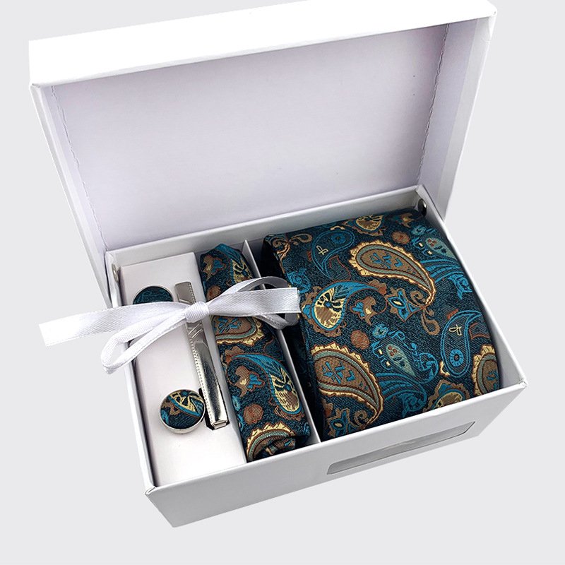 Custom Design Square Necktie Handkerchief Set For Gift Box Polyester Ties Clip Formal Business Ties For Men