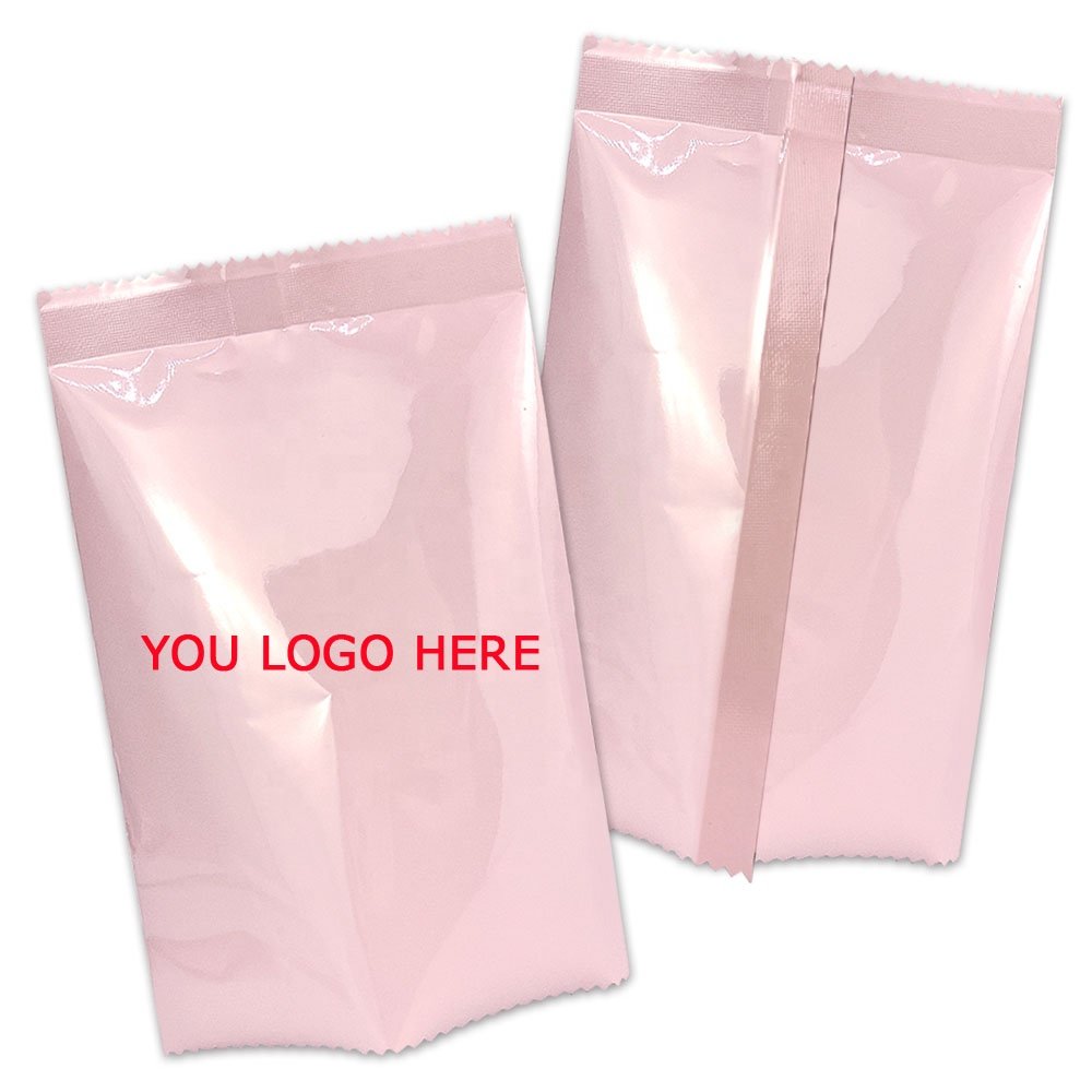 Low MOQ aluminum foil heat sealable pillow packet soap pillow packaging bags custom printed logo