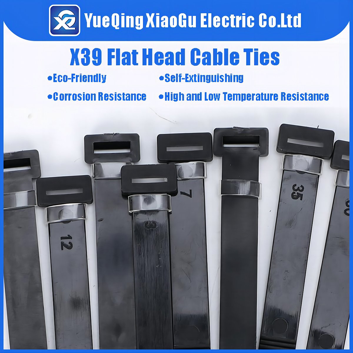 10*130mm High Quality Self-locking Plastic Nylon Zip Tie for Electric Vehicle X39 Flat Head Cable Ties