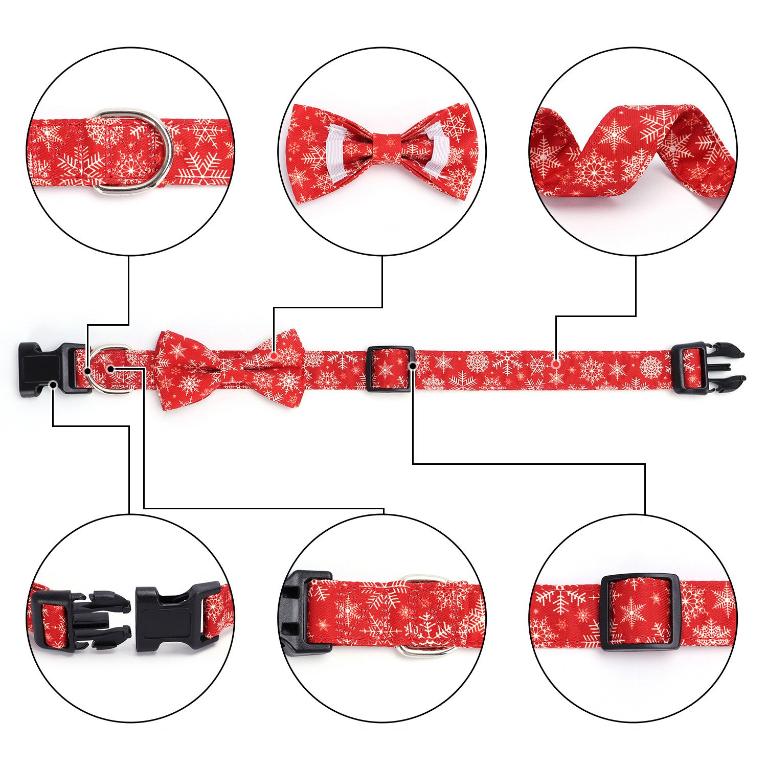 Wholesale Custom Dog Collar Pumpkin Maple Leaf Adjustable Plastic Buckle Christmas Detachable Bow Tie Pet Dog Collar with Logo