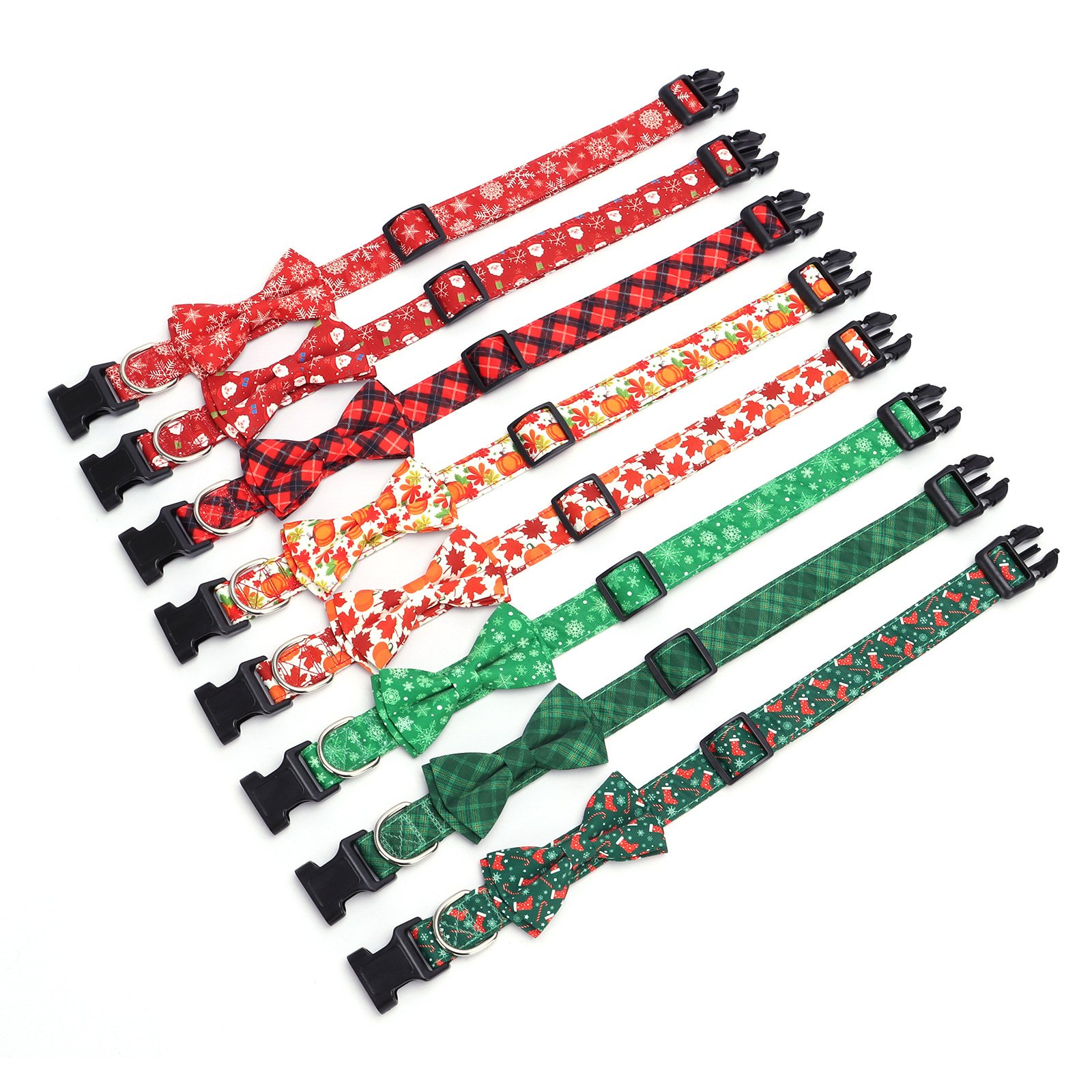 Wholesale Custom Dog Collar Pumpkin Maple Leaf Adjustable Plastic Buckle Christmas Detachable Bow Tie Pet Dog Collar with Logo