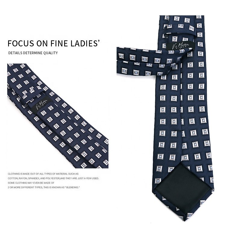 2024 New Fashion Paisley Italian Design Neckties Custom High Quality Fashionable Navy Blue Ties For Men