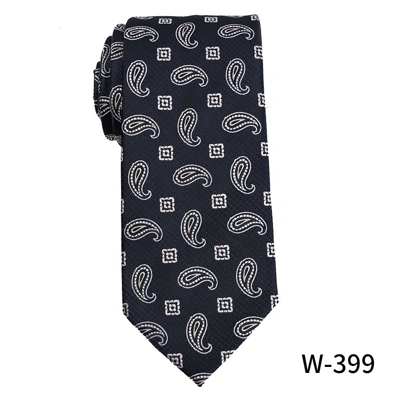 2024 New Fashion Paisley Italian Design Neckties Custom High Quality Fashionable Navy Blue Ties For Men