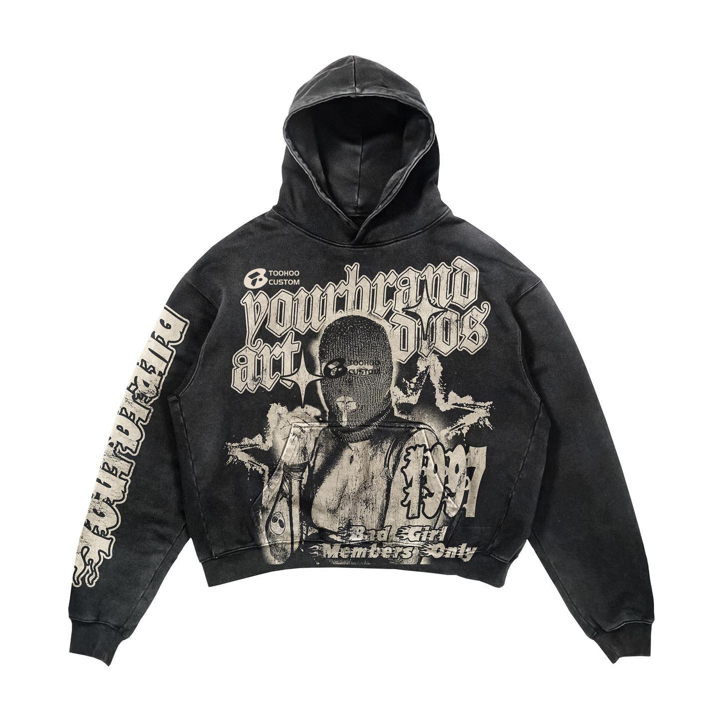 Sun Faded French Terry Hoodie Custom Mens Lightweight 600 gsm Cotton Acid Wash Vintage Distressed Zip Up street wear Hoodie