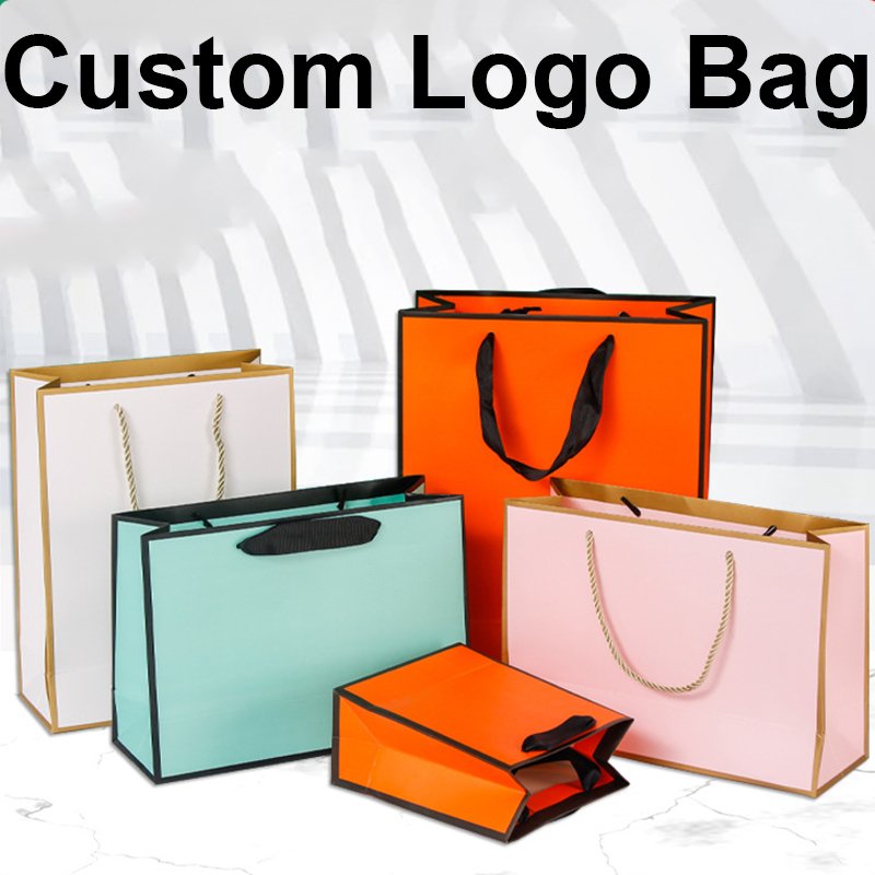 KM customized boutique jewellery golden supplier recycled gift paper bags wholesale with ribbon handle
