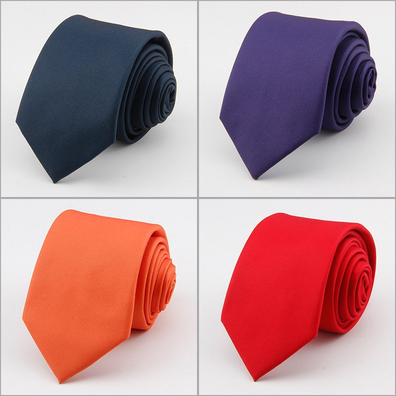 High Quality Mens Solid Polyester Textile Neckties Pure Color Neck Ties For Men