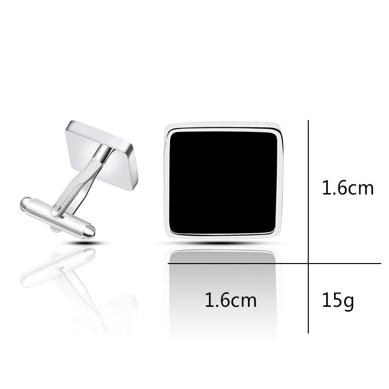 Elegant Square Copper Brass Cufflinks with Black Enamel Fashion cuff links with Box Packing for Promotions or Gift