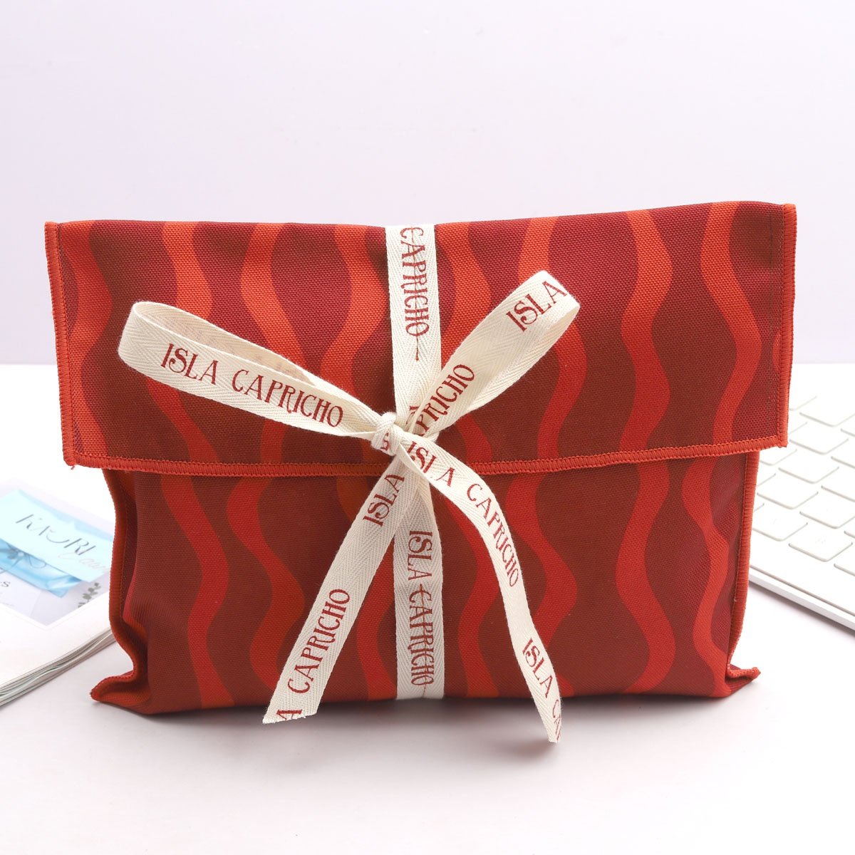 Custom Digital Printed Flap Dust Envelope Pouch Red Cotton Canvas Pillow Scarf Gift Baby Clothing Packing Dust Bag With Ribbon