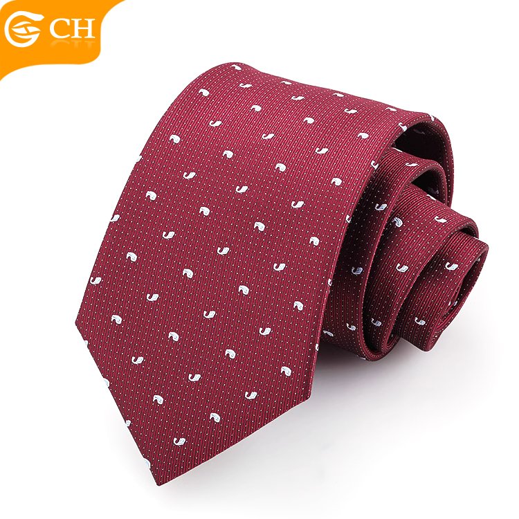 OEM Brand Factory Unisex Casual Designer Red Neckties Good Quality Woven Red Polyester Custom Logo Import Tie Tie