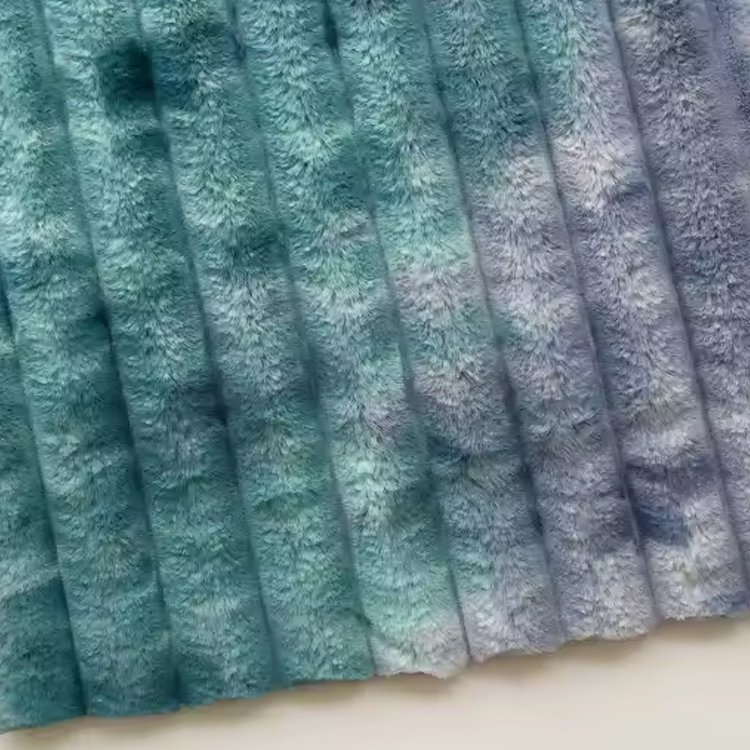 Luxury Winter Textile Warm Strip Corduroy Soft 100% Polyester Tie and Dyed Rabbit Hair Faux Fur Striped Fabric