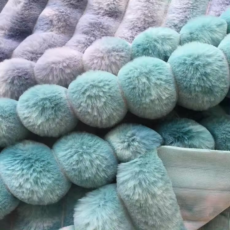 Luxury Winter Textile Warm Strip Corduroy Soft 100% Polyester Tie and Dyed Rabbit Hair Faux Fur Striped Fabric