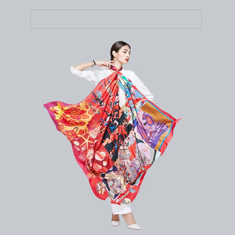 Manufacture Custom Neck Silk Scarf Designer Printing Printed Women Ladies Square Pure Twill Satin 90x90 100% Silk Scarves