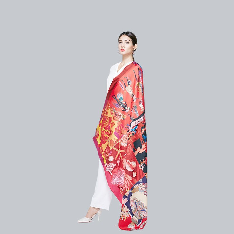 Manufacture Custom Neck Silk Scarf Designer Printing Printed Women Ladies Square Pure Twill Satin 90x90 100% Silk Scarves