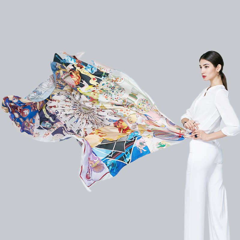 Manufacture Custom Neck Silk Scarf Designer Printing Printed Women Ladies Square Pure Twill Satin 90x90 100% Silk Scarves