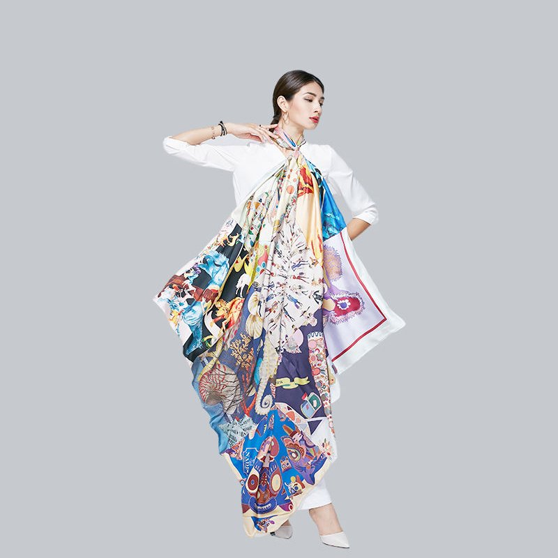 Manufacture Custom Neck Silk Scarf Designer Printing Printed Women Ladies Square Pure Twill Satin 90x90 100% Silk Scarves
