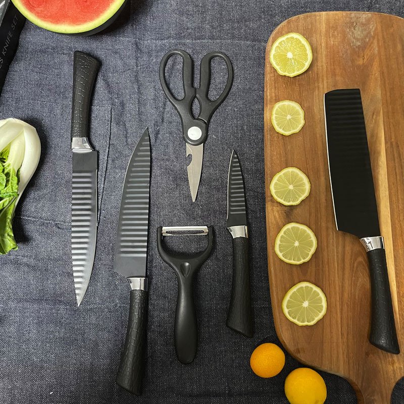 Mini Wave Pattern Six-Piece Stainless Steel Knife Set Tie Reamer Kitchen Knife Suit